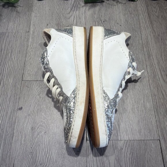 Golden Goose Ballstar Sneakers White Silver Glitter Star Size 39 - Picture 10 of 11
